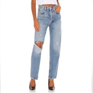 Agolde Women’s 90’s Pinch Waist Lineup Wash Distressed Straight Leg Jeans Sz 27